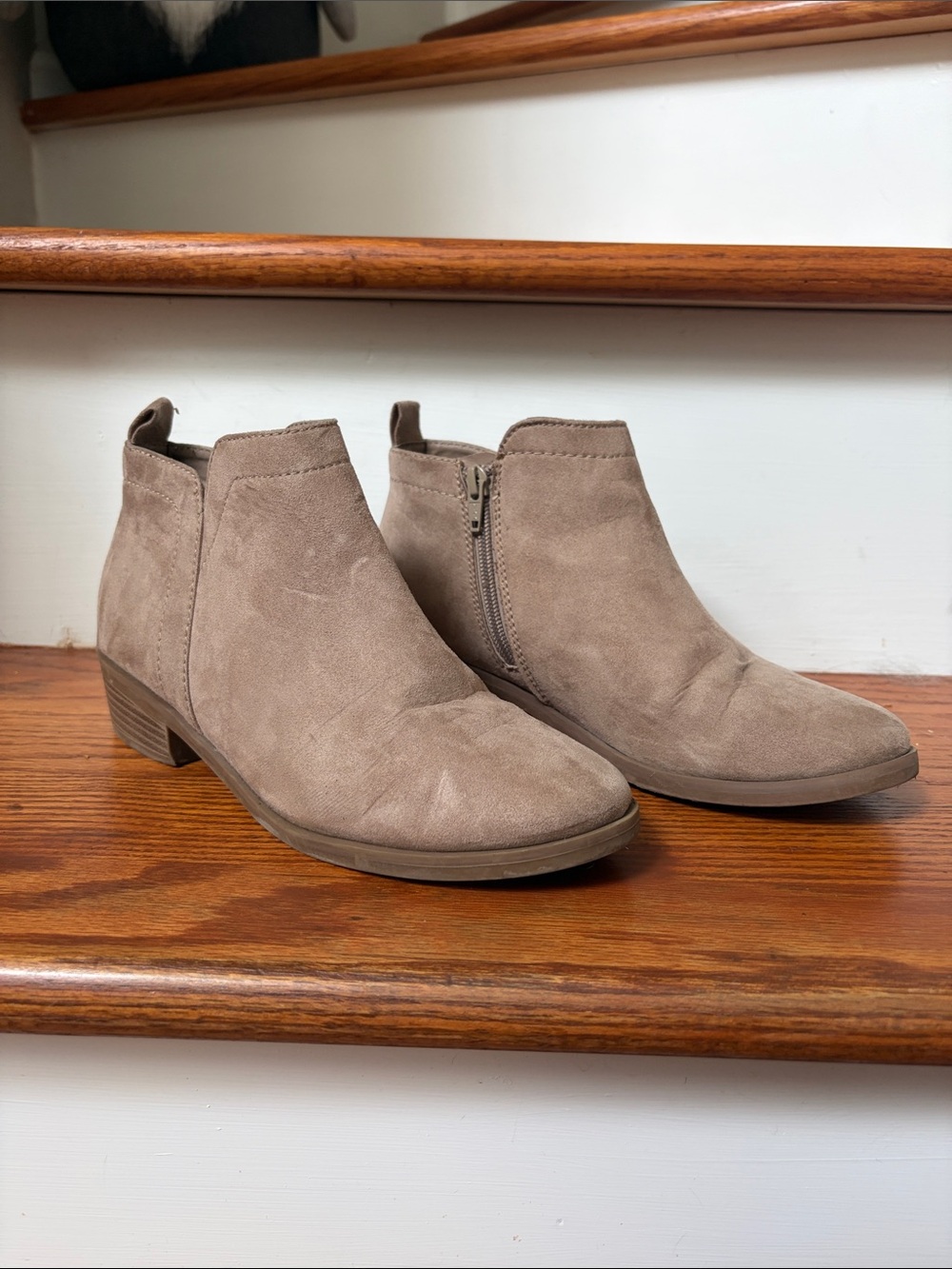 Time and Tru Taupe Suede Ankle Booties